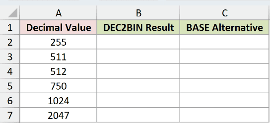 Dataset for DEC2BIN example 4