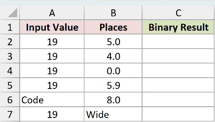 Dataset for DEC2BIN example 5