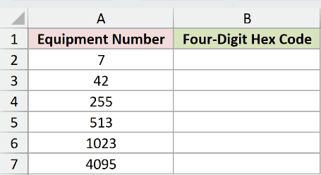 DEC2HEX Example 2 dataset