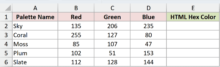 DEC2HEX Example 3 dataset