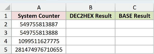 DEC2HEX Example 5 dataset