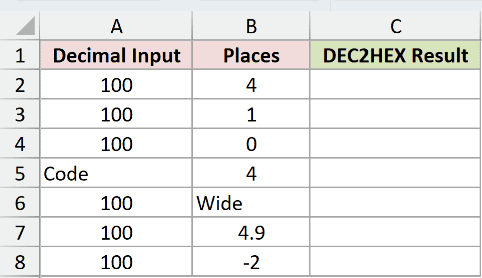 DEC2HEX Example 6 dataset