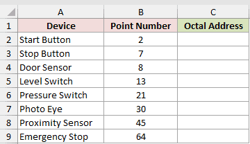 Dataset for DEC2OCT example 1