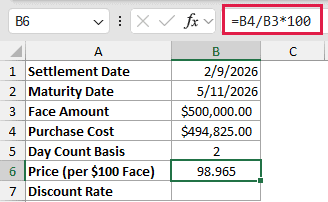 =B4/B3*100 in B6
