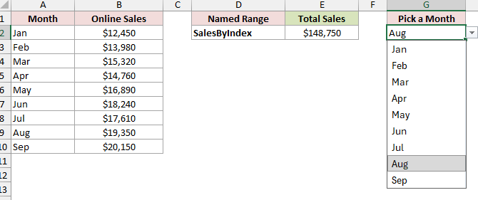 The Pick a Month drop-down now lists Sep.