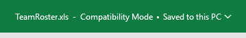 Excel: genuine TeamRoster.xls, Compatibility Mode title
