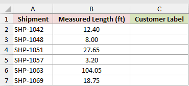 Add a Number to a Text Label: input data and result placeholders in Excel.