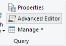 The Advanced Editor button highlighted in the Query group on the Home tab