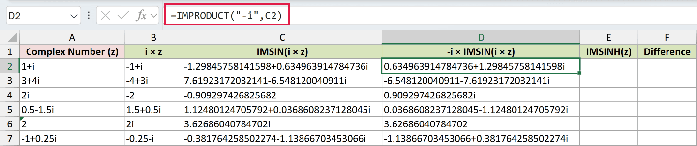 =IMPRODUCT("-i",C2) in D2