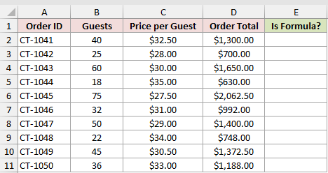 Dataset for ISFORMULA example 1