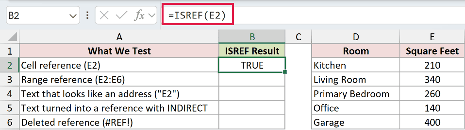 =ISREF(E2) in B2