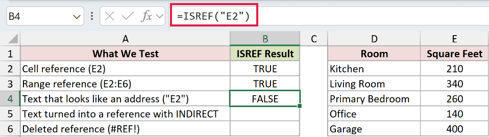 =ISREF("E2") in B4