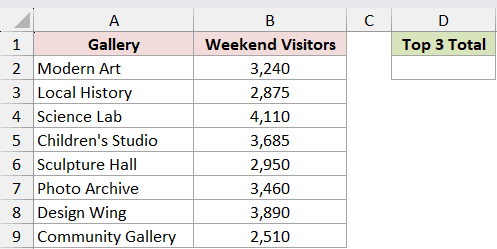 Dataset for LARGE example 3