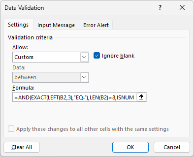 Custom rule with the AND and EXACT formula.