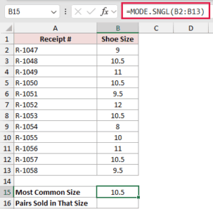 MODE.SNGL Function in Excel (7 Easy Examples)