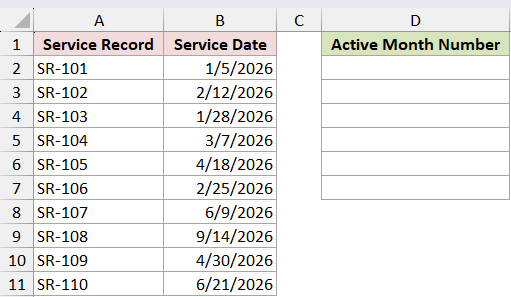 Dataset for MONTH example 6