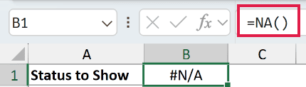 =NA() in B1