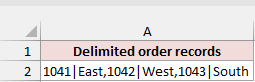 A delimited order-record string before splitting.