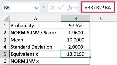 =B3+B2*B4 in B5