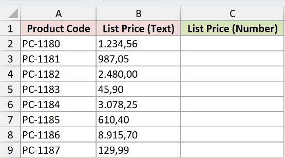 Dataset for NUMBERVALUE example 1