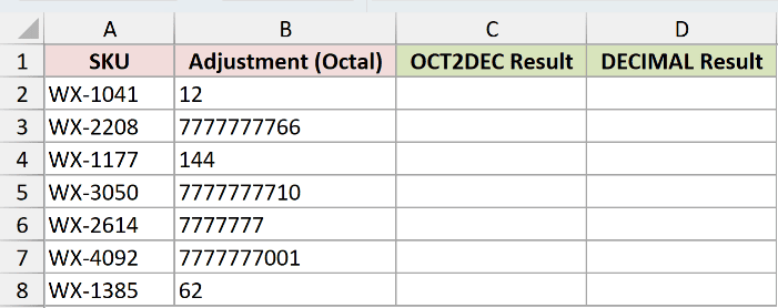 Dataset for OCT2DEC example 3