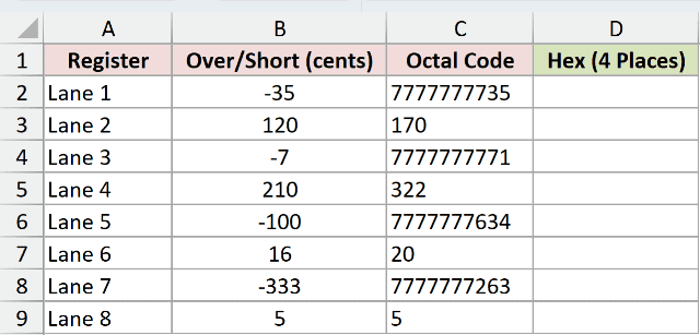 Dataset for OCT2HEX example 3