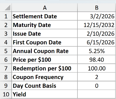 Dataset for ODDFYIELD example 1
