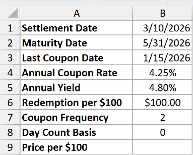 Dataset for ODDLPRICE example 1