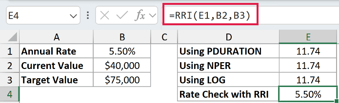 =RRI(E1,B2,B3) in E4