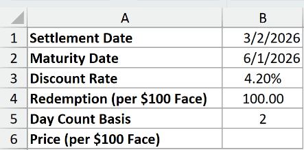 Dataset for PRICEDISC example 1