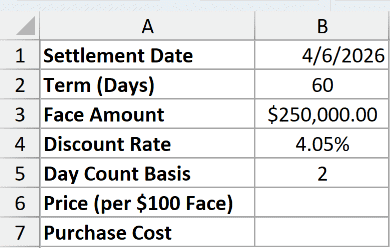 Dataset for PRICEDISC example 2