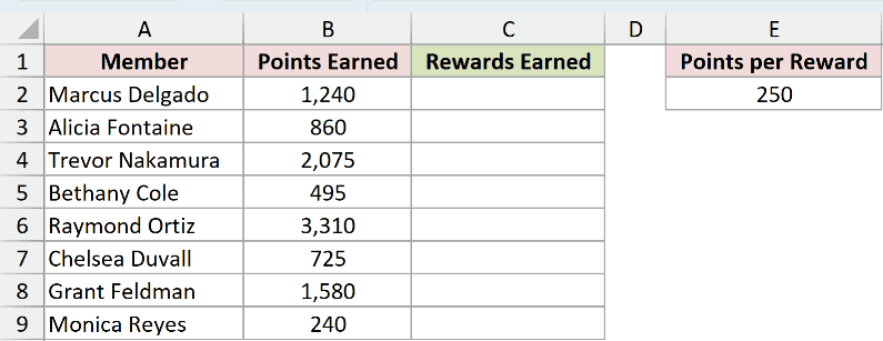 Dataset for QUOTIENT example 2