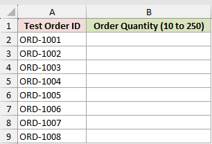 Dataset for RANDBETWEEN example 1