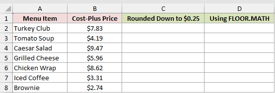 Dataset for ROUNDDOWN example 6