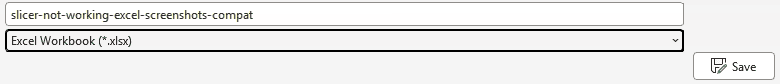 Save As dialog with Excel Workbook (*.xlsx) selected