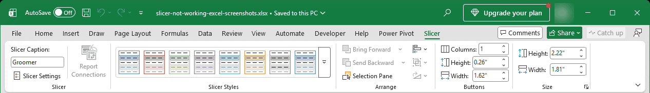 Report Connections greyed out for a Table slicer