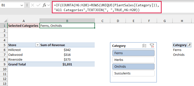 Selection cell with the All Categories check built in