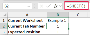 SHEET example 1: =SHEET()