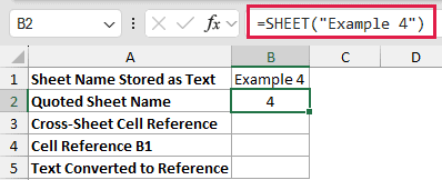 SHEET example 2: =SHEET("Example 4")