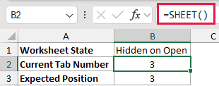 SHEET example 3: =SHEET()