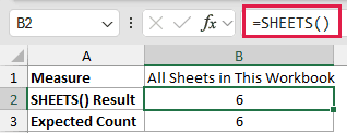 SHEETS example 1: =SHEETS()