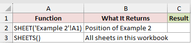SHEETS example 5: dataset and empty result cells