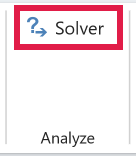 The Solver button on the Data tab