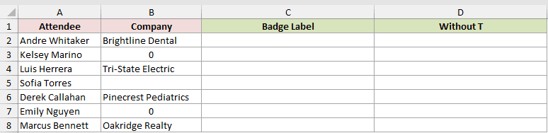 Dataset for T example 3