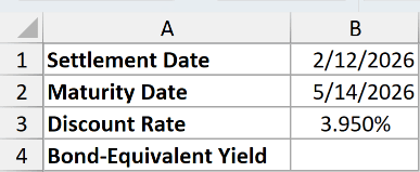 Dataset for TBILLEQ example 1