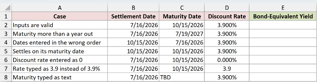 Dataset for TBILLEQ example 7