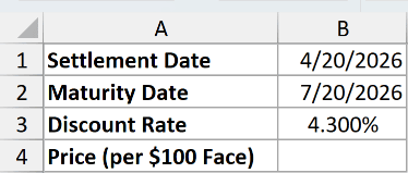 Dataset for TBILLPRICE example 1