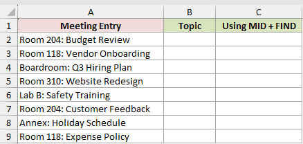 Dataset for TEXTAFTER example 1