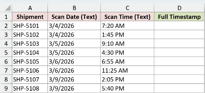 Dataset for TIMEVALUE example 4