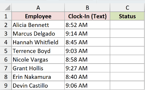 Dataset for TIMEVALUE example 6